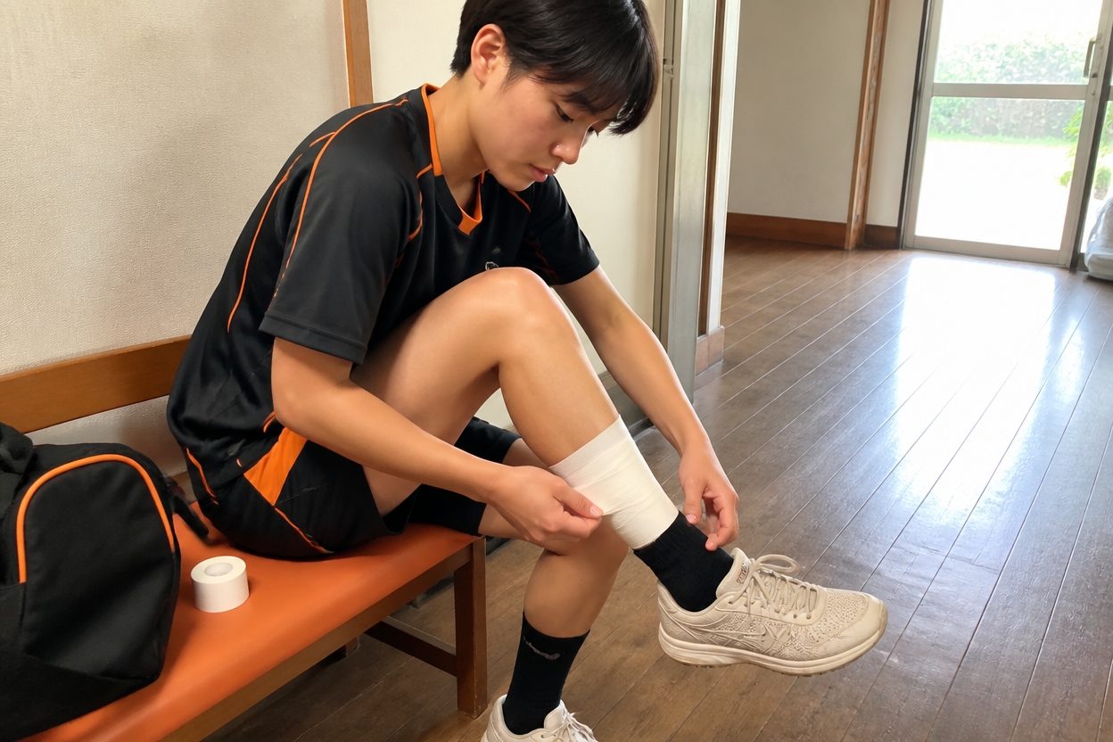シンスプリントのテーピングの巻き方